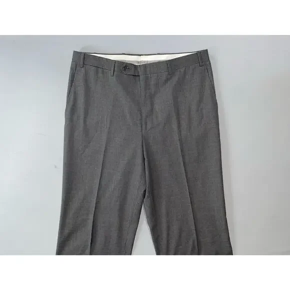 Canali 1934 Italy Flat Front Wool Dress Pants. Gray/Brown Micro Check. 34X32 EUC
